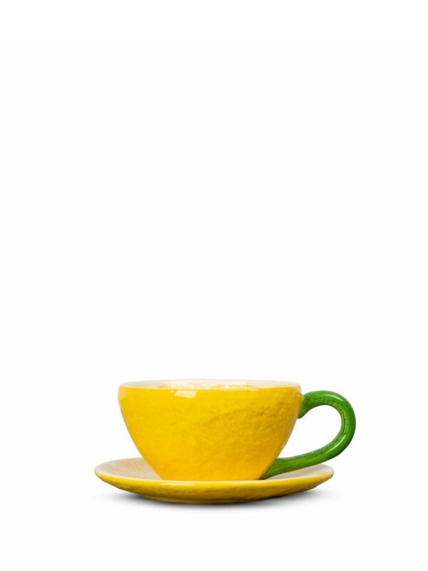 Lemon kuppi ja lautanen, keltainen