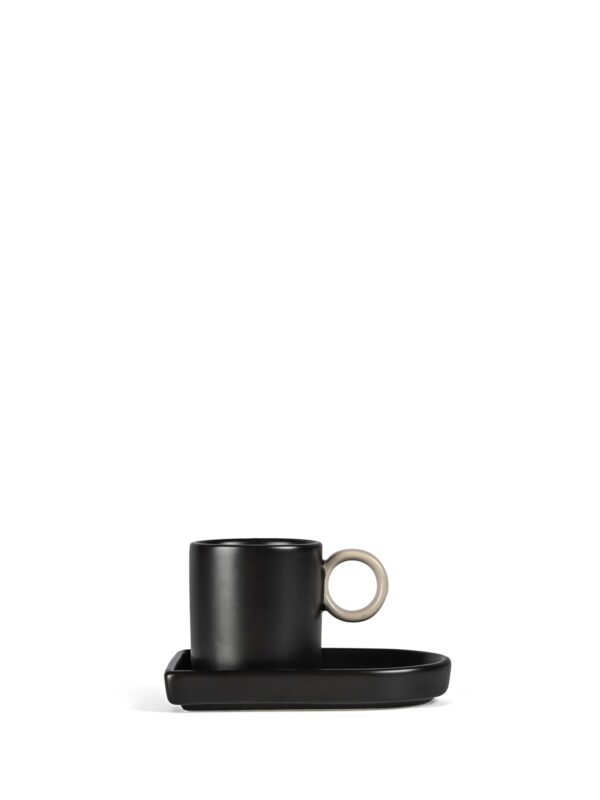 Espressokuppi ja lautanen Niki, musta/beige